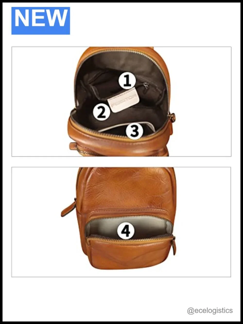 Genuine Leather Convertible Sling Backpack Crossbody Bag Cycling Daypack